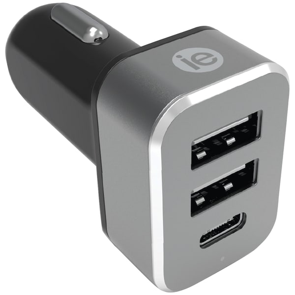 Iessentials Fast Charge 4.1A Car Charger with 2 USB-A and 1 USB-C Ports IEN-PC42A1C-BK - main